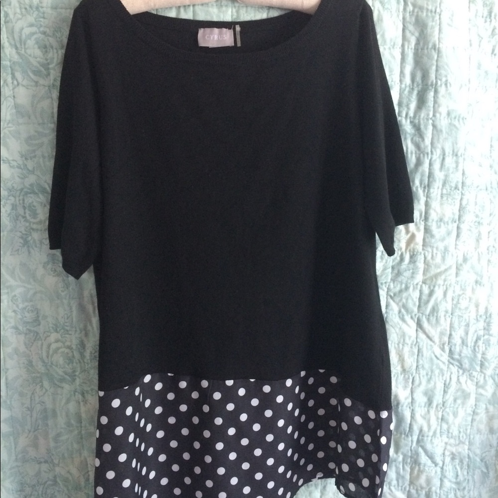 Black Polka Dot Skirty Tunic Top NWOT